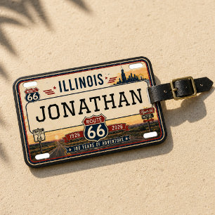 Etiqueta De Bagagem Placa Personalizada da Rota 66 de Illinois