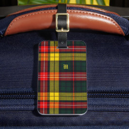 Etiqueta De Bagagem Plaid do Clã Buchanan Padrão Escocês Monograma