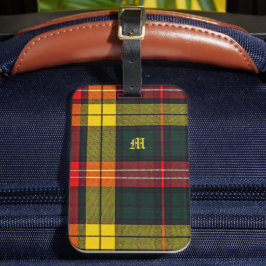 Etiqueta De Bagagem Plaid do Clã Buchanan Padrão Escocês Monograma