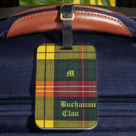 Etiqueta De Bagagem Plaid do Clã Buchanan Padrão Escocês Monograma Nom