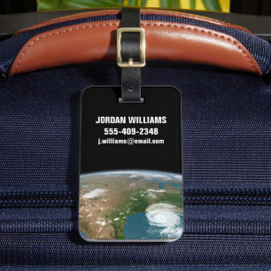 Etiqueta De Bagagem Planeta Panorâmico Terra E Os Eua.