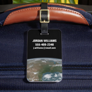 Etiqueta De Bagagem Planeta Panorâmico Terra E Os Eua. 2