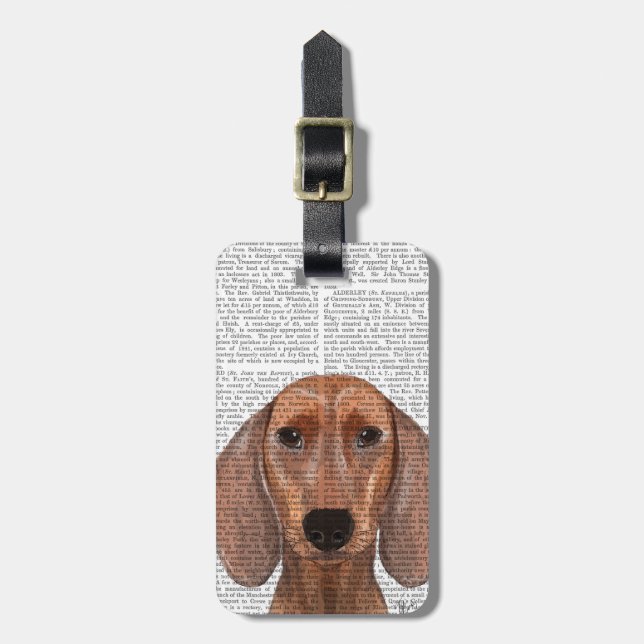 Etiqueta De Bagagem Planilha de Ilustração de Dachshund (Frente Vertical)