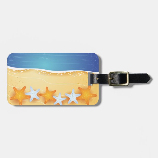 Etiqueta De Bagagem Plano de fundo da praia, etiqueta (Frente Horizontal)