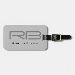 Etiqueta De Bagagem Planta Minimalista de Monograma de Cinzas Trendy