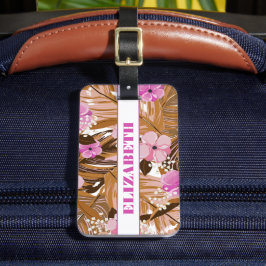 Etiqueta De Bagagem Plantas Tropicais Nome do Padrão Floral