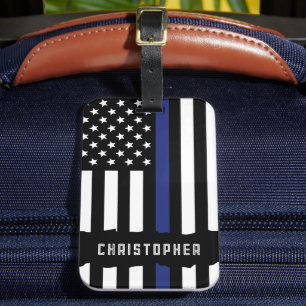 Etiqueta De Bagagem Polícia Personalizada - Polícia de Linha Azul Fino