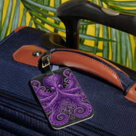 Etiqueta De Bagagem Polvo Roxo Vitoriano Steampunk Kraken 