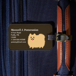 Etiqueta De Bagagem Pomerânia Fofa e Felpuda com Texto Personalizável