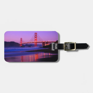 Etiqueta De Bagagem Ponte Ouro de Portão na Praia Baker no Sundown