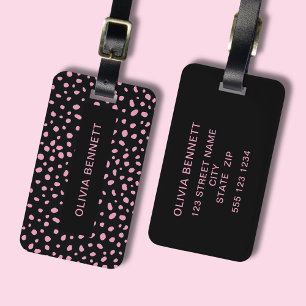 Etiqueta De Bagagem Pontos Modernos - Rosa Preto