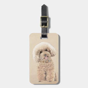 Etiqueta De Bagagem Poodle (Brinquedo, Miniatura) Pintando Arte Cão O