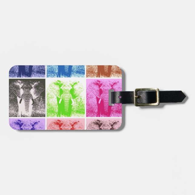 Etiqueta De Bagagem Pop Art Elephants (Frente Horizontal)