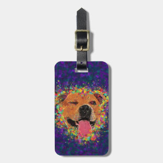 Etiqueta De Bagagem Pop art feliz do pitbull