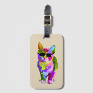 Etiqueta De Bagagem Pop Art legal gatinho arte