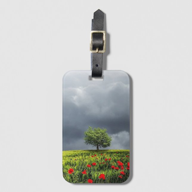 Etiqueta De Bagagem Poppy Field e Cloudy Sky (Frente Vertical)