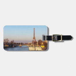 Etiqueta De Bagagem Pôr do sol na torre Eiffel e Pont Rouelle - Paris