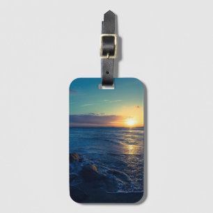 Etiqueta De Bagagem Pôr do sol no horizonte do oceano