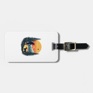 Etiqueta De Bagagem Pôr do sol retrô montanhoso cão Bigfoot vintage 
