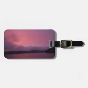 Etiqueta De Bagagem pôr do sol roxo no lago de Arrohead