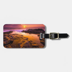 Etiqueta De Bagagem Pôr do sol sobre poças de maré, Havaí