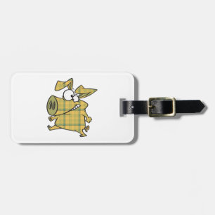 Etiqueta De Bagagem Porco Cartoon Xadrez Engraçado Animal de Fazenda X
