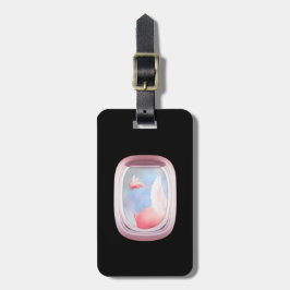 Etiqueta De Bagagem Porcos Voando Na Janela Do Avião Passado