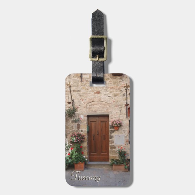 Etiqueta De Bagagem Porta de madeira Toscânia Italia personalizada (Frente Vertical)