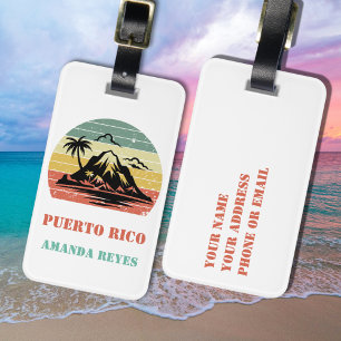 Etiqueta De Bagagem Porto Rico retrô personalizado