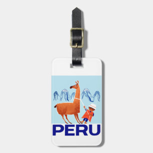 Etiqueta De Bagagem Poster de viagens de Peru da criança e do lama do