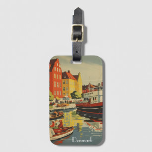 Etiqueta De Bagagem Poster de Viagens vintage da Dinamarca personalizá