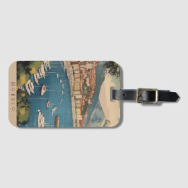 Etiqueta De Bagagem Poster de viagens vintage de com vista para o port