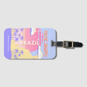 Etiqueta De Bagagem Poster Viagem de Arte Azul do Rio de Janeiro