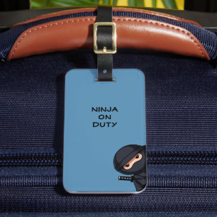 Etiqueta De Bagagem Pouco guerreiro de Ninja no azul