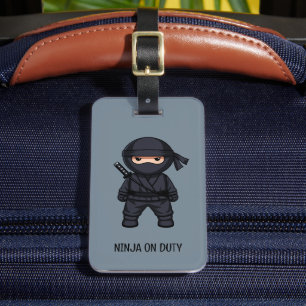 Etiqueta De Bagagem Pouco guerreiro de Ninja no cinza