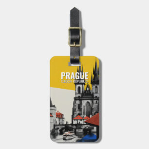 Etiqueta De Bagagem Praça República Tcheca Colagem da Vista Aérea da C