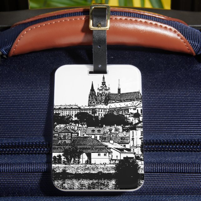 Etiqueta De Bagagem Praga, Cidade Histórica, Castelo - Arte Checa (Frente Insitu 2)