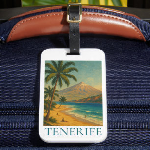 Etiqueta De Bagagem Praia da Ilha Canária de Tenerife Viagem Vintage