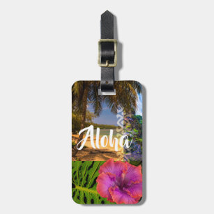Etiqueta De Bagagem Praia de Anini, colagem havaiana de Kauai - Aloha