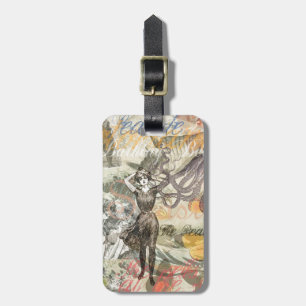 Etiqueta De Bagagem Praia de polvo Antiga Costa Steampunk