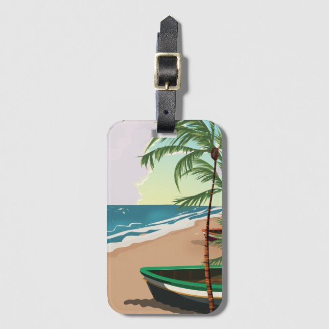 Etiqueta De Bagagem Praia Tropical (Frente Vertical)