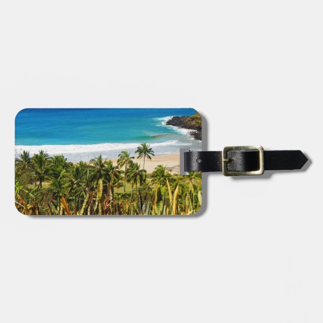 Etiqueta De Bagagem Praia Tropical (Frente Horizontal)