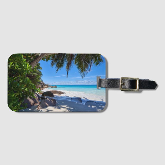 Etiqueta De Bagagem Praia Tropical (Frente Horizontal)