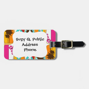 Etiqueta De Bagagem Prancha no tema da praia do verão do passeio à