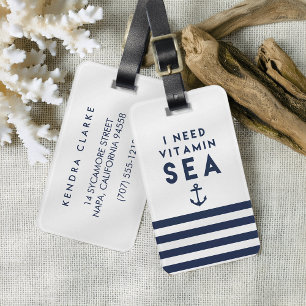 Etiqueta De Bagagem Preciso De Uma Citação De Marinho Do Mar De Vitami