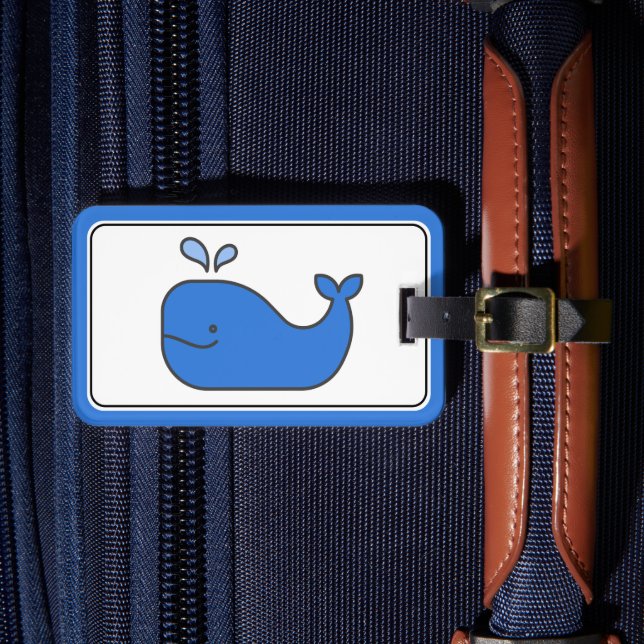 Etiqueta De Bagagem Preppy Blue Whale Personalizado (Frente Insitu 4)