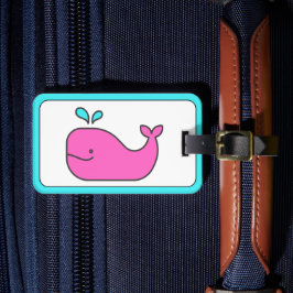 Etiqueta De Bagagem Preppy Pink e Aqua Whale Personalizados