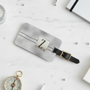 Etiqueta De Bagagem Presente de monograma de aparência metálica clássi