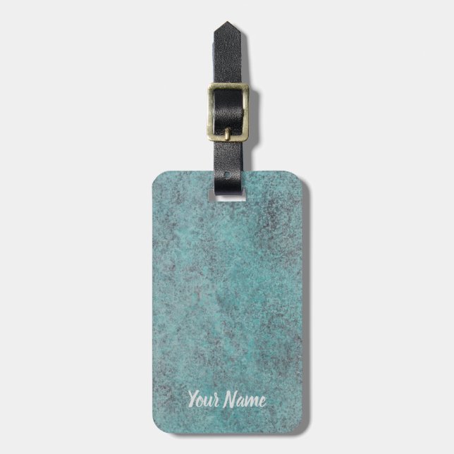 Etiqueta De Bagagem Presente de textura de Turquoise Copper Patina (Frente Vertical)