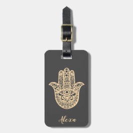 Etiqueta De Bagagem Presente personalizado cinza da mão de Hamsa para